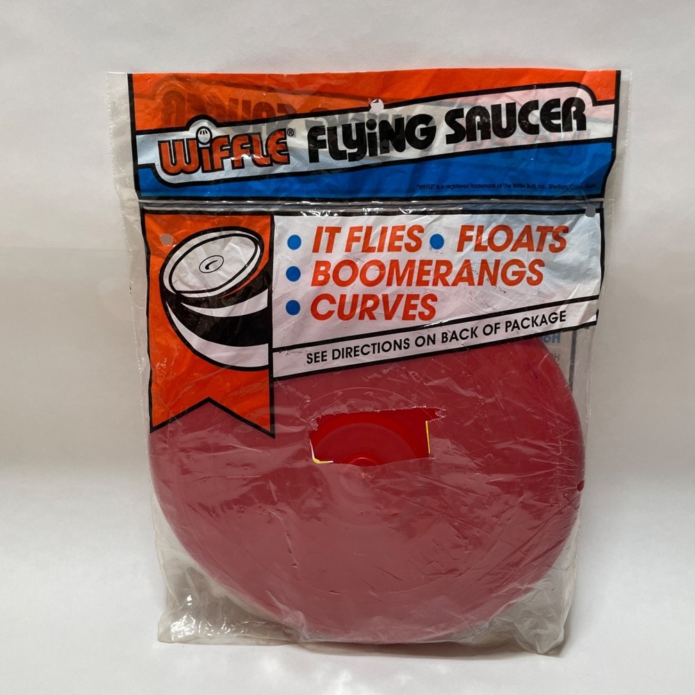 Wiffle Flying Saucer Vintage Red New in Package Soars Flies Floats Boomerangs